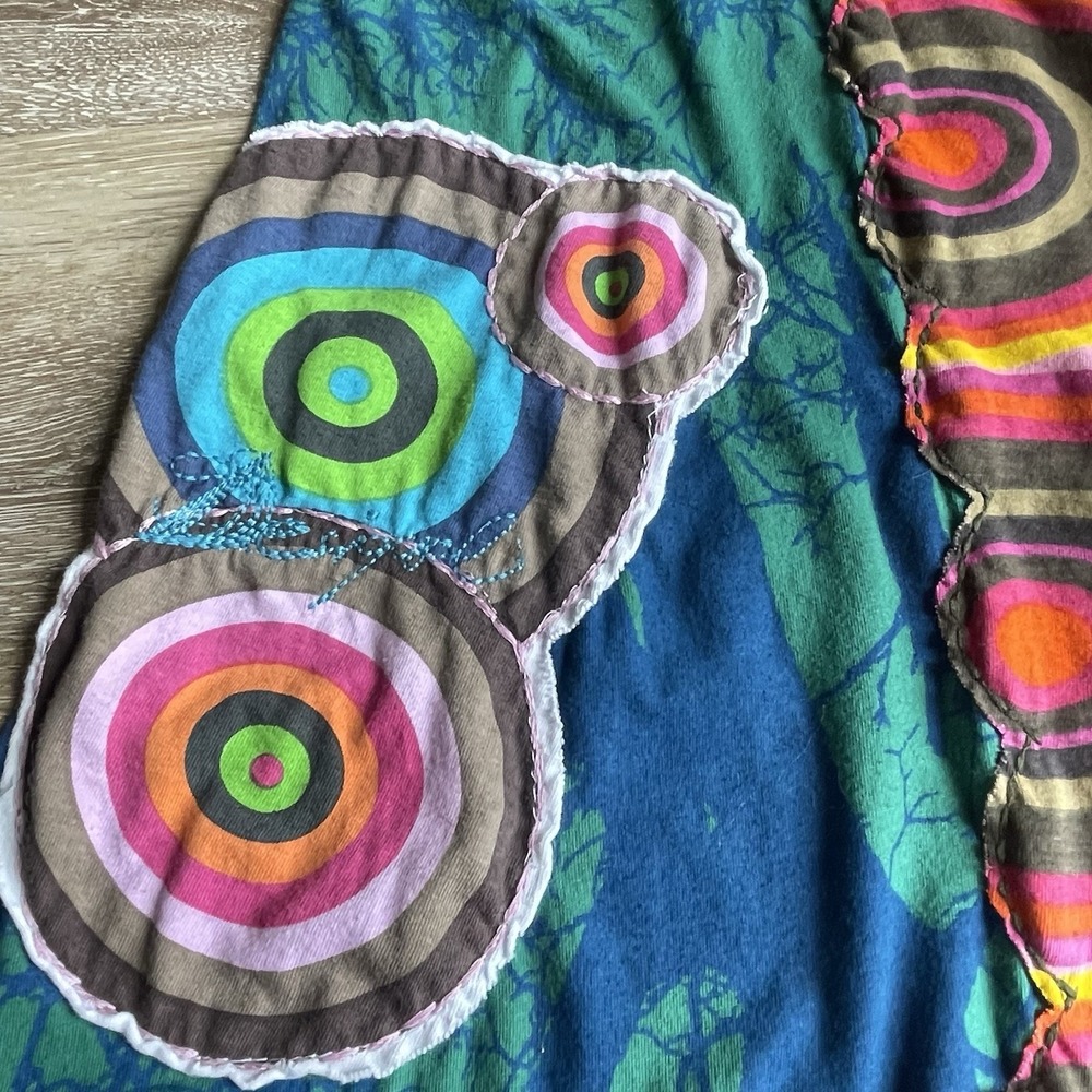 Desigual Dress Double V-Neck Dress Small Embroidered Bright Short Boho Art Print - Picture 6 of 11